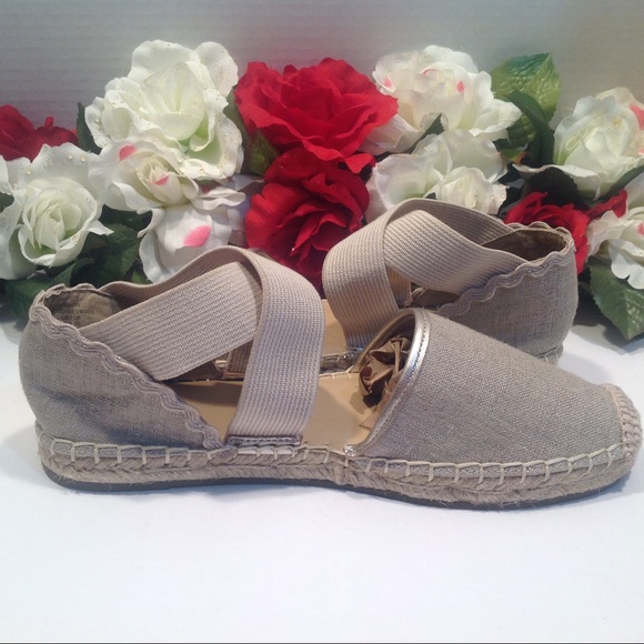 Espadrille Flats NWOB Land's End Tan Cross Strap - Picture 3 of 8
